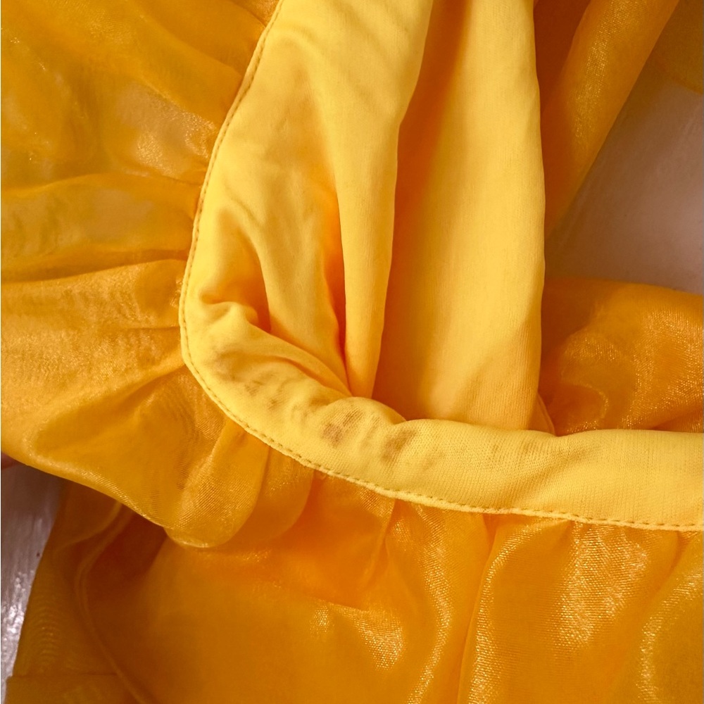 ASOS Curve Yellow One-Shoulder Ruffle Mini Dress - Picture 6 of 6